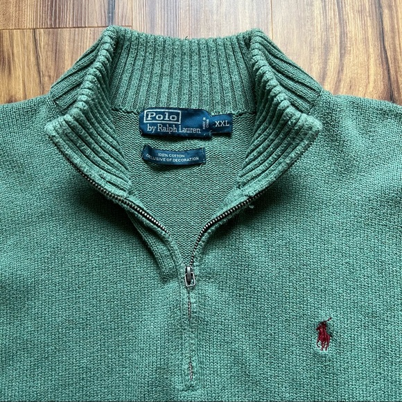 Polo Ralph Lauren Other - * SOLD * POLO RALPH LAUREN quarter zip green knit sweater XXL